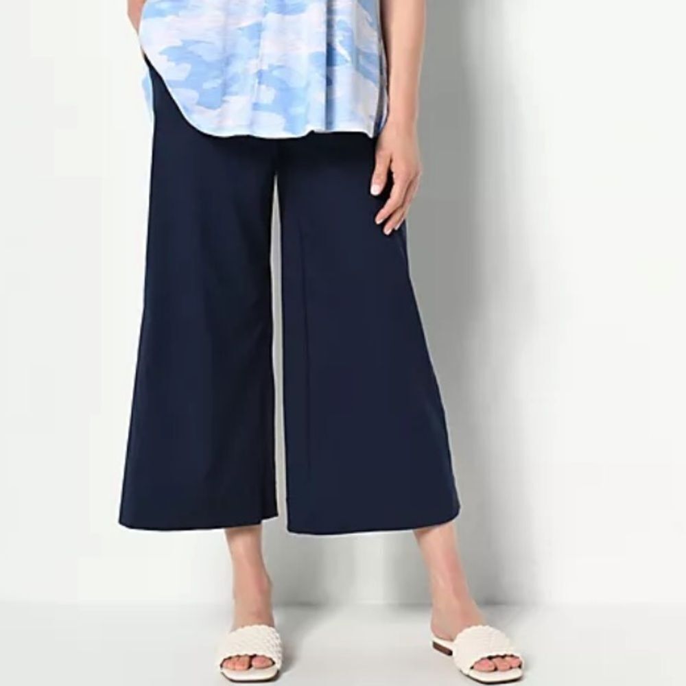 Studio Park Navy Blue Wide-Leg cropped Women's Pants Sz 2X Petite